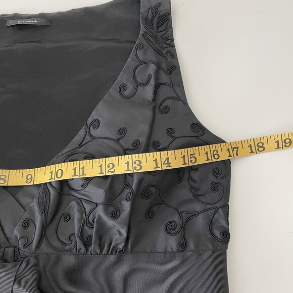 ELIE TAHARI Black 100% Silk MIRI Cocktail Dress Bubble Hem Soutache Detail Small - Picture 8 of 10